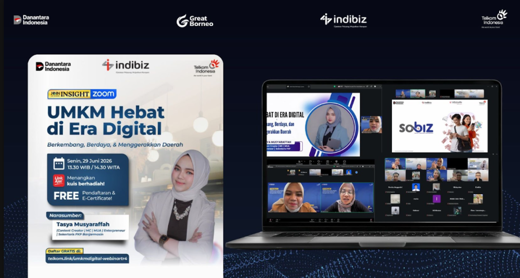 Indibiz Borneo Kalimantan Dorong UMKM Naik Kelas Lewat Webinar Digital Bersama Tasya Musyaraffah. (Dok. Telkom)